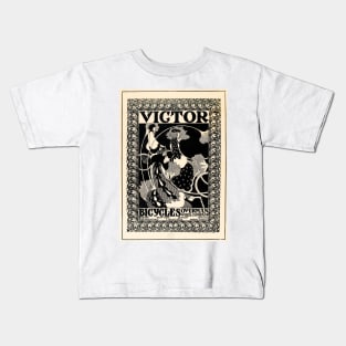 American VICTOR BICYCLES Art Nouveau Lithograph Poster by William Bradley Kids T-Shirt